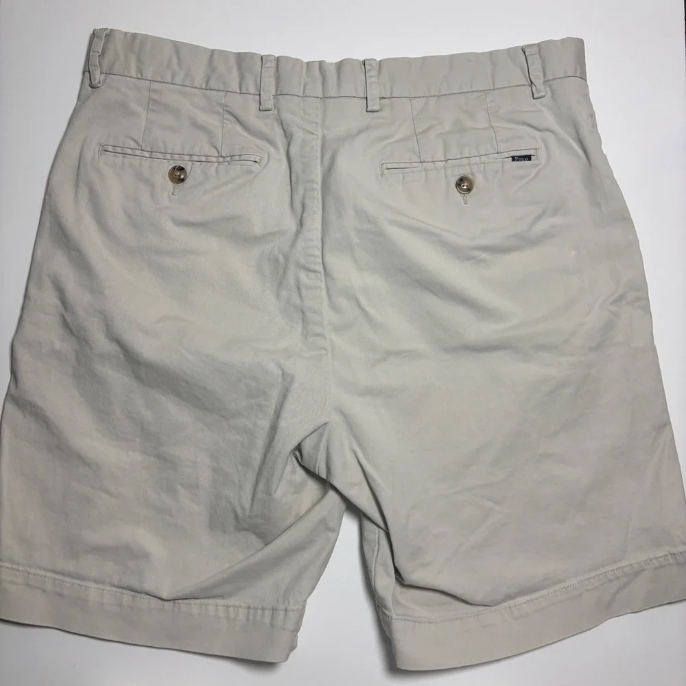 Polo Ralph Lauren Chino Shorts Men's Sz 33‎ Classic Fit Stretch Tan Khaki Preppy